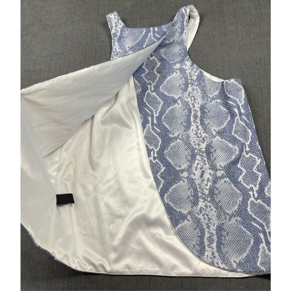 Snakeskin Print‎ Racerback Tank Jay Godfrey Women 6 Blue White Open Back Top - Picture 8 of 9
